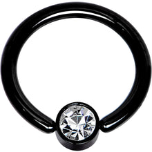 Load image into Gallery viewer, 14G 3/8 Clear Gem 4mm Disc Black IP BCR Captive Ring
