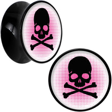 Load image into Gallery viewer, Black Acrylic Pink Black Skull Saddle Plug Set 20mm
