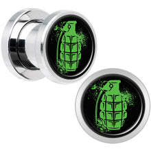 Load image into Gallery viewer, Green Grenade Steel Screw Fit Plug Set 0G
