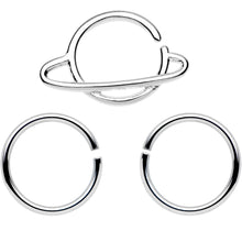 Load image into Gallery viewer, 16G 3/8 Rings of Saturn Septum Ring Pack Set of 3
