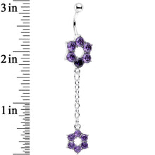 Load image into Gallery viewer, Pretty Purple Gem Sway with the Wind Flower Dangle Belly Ring
