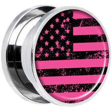Load image into Gallery viewer, Pink American Flag Steel Screw Fit Plug Set 5/8
