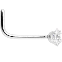 Load image into Gallery viewer, 20G 1/4 Clear Square 2.5mm CZ Gem Steel L-Shape Nose Ring
