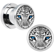 Load image into Gallery viewer, Black White Leopard Eyes Steel Screw Fit Plug Set 0G
