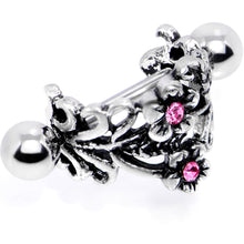 Load image into Gallery viewer, 16G 1/2 Pink Gem Double Daisy Flower Cuff Cartilage Earring
