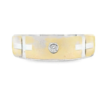 Load image into Gallery viewer, .02ct Mens Ring Wedding Band Sterling Silver 14KT Gold
