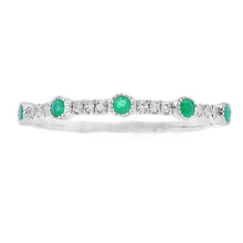 Load image into Gallery viewer, Emerald Diamond stackable band set 14KT White Gold
