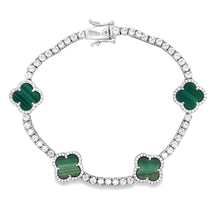 Load image into Gallery viewer, Moissanite Malachite Tennis Bracelet Sterling Silver
