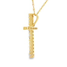 Load image into Gallery viewer, .19ct Diamond Cross Religious Pendant 14KT Yellow Gold
