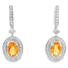 Load image into Gallery viewer, 1.06ct Citrine Diamond Dangle Earrings 10KT White Gold
