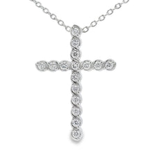 Load image into Gallery viewer, .50ct Cross Religious Pendant Sterling Silver
