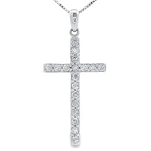 Load image into Gallery viewer, .25ct Diamond Cross Religious Pendant 14KT White Gold

