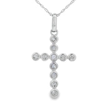 Load image into Gallery viewer, .20ct Diamond Cross Religious Pendant 14KT White Gold
