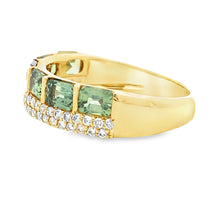 Load image into Gallery viewer, Green Sapphire Fashion band rings 14KT Yellow Gold
