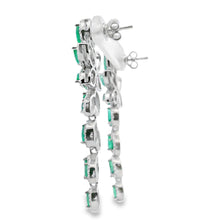 Load image into Gallery viewer, 2.02ct Emerald Zircon Dangle Earrings Sterling Silver
