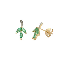 Load image into Gallery viewer, .39ct Emerald Diamond Earrings 10KT Yellow Gold

