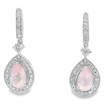 Load image into Gallery viewer, Rose Quartz Diamond Dangle Earrings 10KT White Gold
