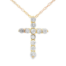 Load image into Gallery viewer, .19ct Diamond Cross Religious Pendant 14KT Yellow Gold
