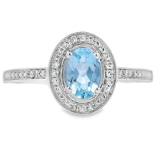 Load image into Gallery viewer, Natural .40ct Aquamarine Diamond Ring 10KT White Gold
