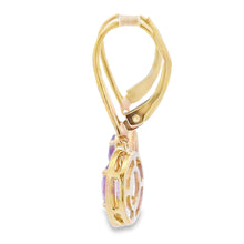 Load image into Gallery viewer, .98ct Amethyst Diamond Dangle Earrings 10KT Yellow Gold
