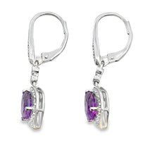 Load image into Gallery viewer, 2.13ct Amethyst Diamond Dangle Earrings 10KT White Gold
