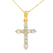 Load image into Gallery viewer, .23ct Diamond Cross Religious Pendant 14KT Yellow Gold

