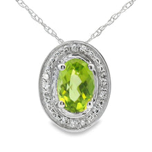 Load image into Gallery viewer, .52ct Peridot Diamond Fashion Pendants 10KT White Gold
