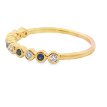 Load image into Gallery viewer, Sapphire Diamond stackable band set 14KT Yellow Gold
