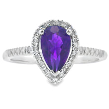 Load image into Gallery viewer, .98ct Amethyst Diamond Ring 14KT White Gold
