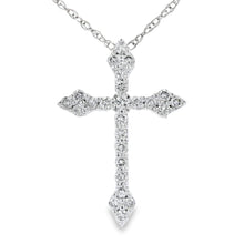 Load image into Gallery viewer, .16ct Diamond Cross Religious Pendant 14KT White Gold

