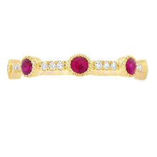 Load image into Gallery viewer, .46ct Ruby Diamond stackable band set 14KT Yellow Gold
