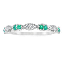 Load image into Gallery viewer, Emerald Diamond stackable band set 14KT White Gold
