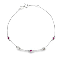 Load image into Gallery viewer, .17ct Ruby Diamond Bracelet 14KT White Gold

