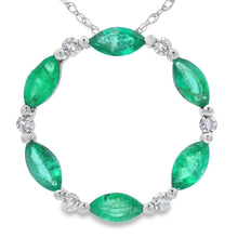 Load image into Gallery viewer, Emerald Diamond Circle of Love Pendant 10KT White Gold
