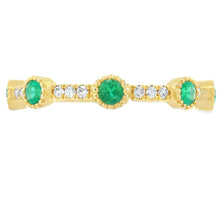 Load image into Gallery viewer, Emerald Diamond stackable band set 14KT Yellow Gold
