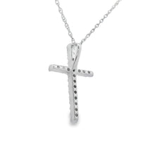 Load image into Gallery viewer, .10ct Diamond Cross Religious Pendant 14KT White Gold
