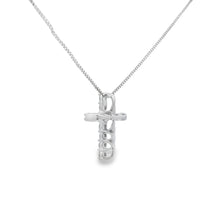 Load image into Gallery viewer, .15ct Diamond Cross Religious Pendant 14KT White Gold
