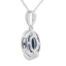 Load image into Gallery viewer, .65ct Sapphire Diamond Fashion Pendants 10KT White Gold
