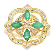 Load image into Gallery viewer, .69ct Emerald Diamond Ring 14KT Yellow Gold
