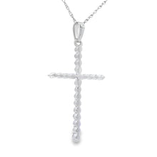 Load image into Gallery viewer, .21ct Diamond Cross Religious Pendant 14KT White Gold
