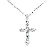 Load image into Gallery viewer, .30ct Diamond Cross Religious Pendant 14KT White Gold
