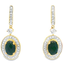 Load image into Gallery viewer, 1.06ct Onyx Diamond Dangle Earrings 10KT Yellow Gold
