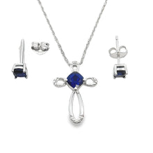 Load image into Gallery viewer, Created Sapphire Jewelry sets Sterling Silver
