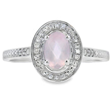 Load image into Gallery viewer, .44ct Rose Quartz Diamond Ring 10KT White Gold

