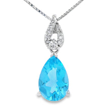 Load image into Gallery viewer, Blue Topaz Diamond Fashion Pendants 10KT White Gold
