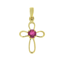 Load image into Gallery viewer, .18ct Ruby Cross Religious Pendant 10KT Yellow Gold
