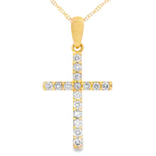 Load image into Gallery viewer, .25ct Diamond Cross Religious Pendant 14KT Yellow Gold
