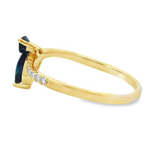 Load image into Gallery viewer, .36ct Sapphire Diamond Ring 14KT Yellow Gold

