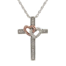 Load image into Gallery viewer, .11ct Cross Religious Pendant Sterling Silver 10KT Gold
