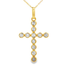 Load image into Gallery viewer, .50ct Diamond Cross Religious Pendant 14KT Yellow Gold
